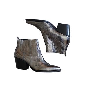 SAM EDELMAN Winona Metallic Leather Western Ankle Boot 7.5